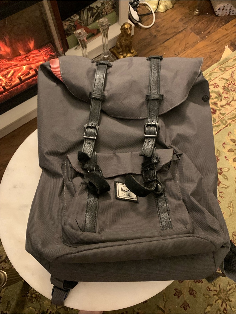 Herschel Supply Company Men’s Gray Roll-Top Backpack with Black Straps